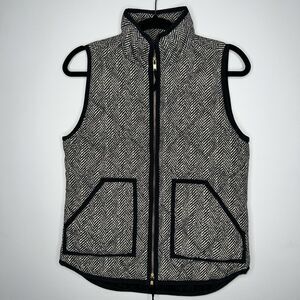 J. Crew Herringbone Quilted Puffer Vest Black White Size XS